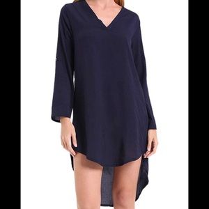 Women V-Neck High Low Dress